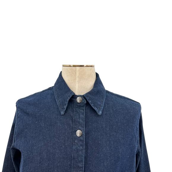 Anatomie Larissa Denim Shirt Long Sleeve Button Down Indigo Dark Blue Small - Picture 3 of 12